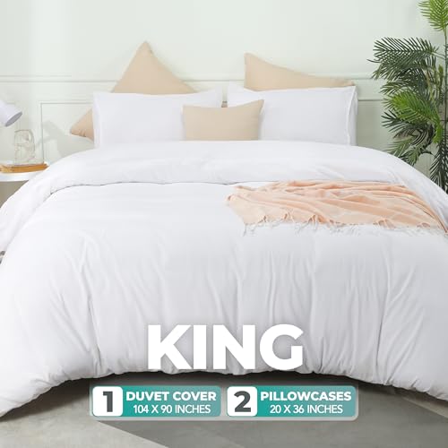 Image of Utopia Bedding Duvet Cover Set with Pillowcases - 1 Duvet Cover with 2 Pillowcases - 20 X 36-3 Pieces Bedding Duvet Cover with Zipper Closure - Soft Brushed Microfiber (King, White)