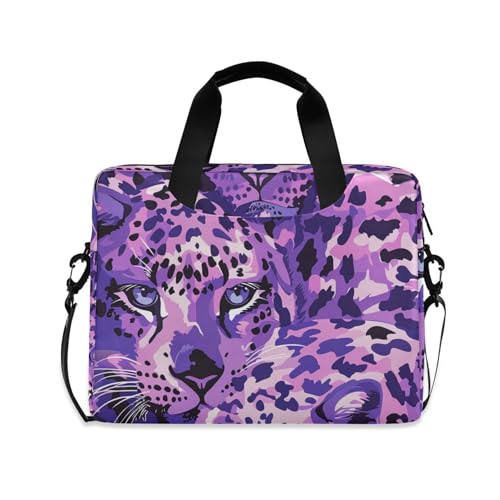 Maletín para portátil estampado de leopardo morado 13-15.6 pulg