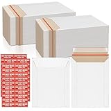 CXIIPOL 100 Pack Rigid Mailers 6x8 Inch Self Seal Document Mailers, Protective Flat Cardboard Sturdy White Photography Envelopes for Photos, Document, CD, Coins, Stamps