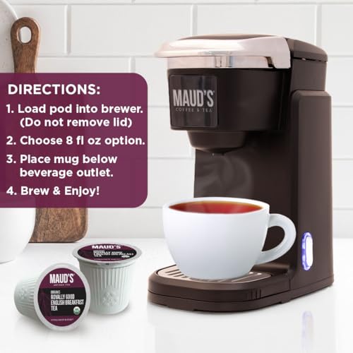 Image of Maud's Organic English Breakfast Black Tea Pods, 24ct | Gourmet Blended Black Tea Leaves in Single Serve Tea Pods - Compatible with Keurig Coffee Makers