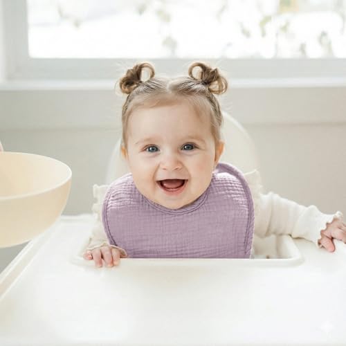 Image of Konssy Muslin Baby Bibs 8 Pack Baby Bandana Drool Bibs Cotton for Unisex Boys and Girls, Soft Absorbent Set for Teething and Drooling