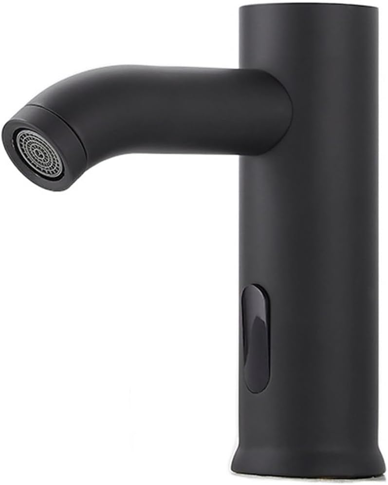 Matte Black Sensor Bathroom Faucet Cold and Hot Deck Mounted Infrared Sensor Brass Sink Mixer Battery Powered(Chrome C)