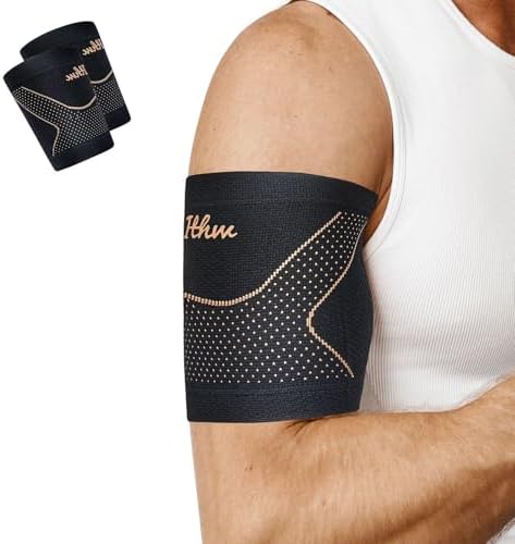 Copper Bicep Tendonitis Brace, Upper Arm Compression Sleeve for Pain Relief, Bicep Brace for Men and Women Muscle Strains Recovery (Copper, XX-Large)