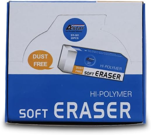 Rahalife Hi-Polymer Soft Eraser|For erasing performance for School, Office and Home 20pcs/Box|Dust Free Eraser