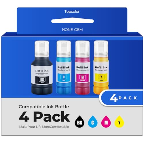 Topcolor Compatible for EPT542 Ink Refill Bottles ET-5150 ET-5170 ET-5850 ET-5800 ET-16650 Replacement for ET-5150 ET-5170 ET-5180 ET-5800 ET-5850 ET-5880 ET-16600 ET-16650 Printer