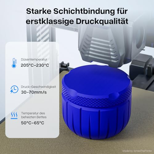 DEEPLEE PLA+ Filament 1.75mm, PLA Plus 3D Drucker Filament, Maßgenauigkeit +/- 0,02 mm, Filament 3D-Druckmaterialien, Grau 1kg (2,2lbs)