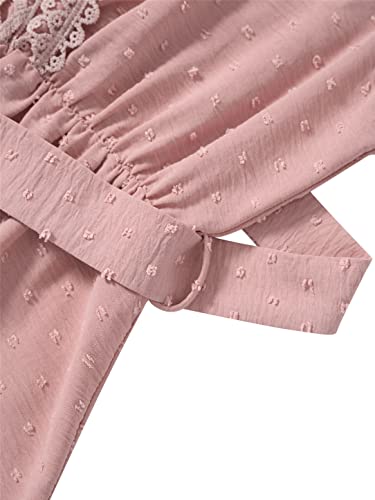Robe longue en dentelle bleue taille S à col en V - 5