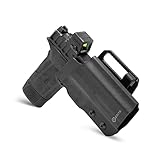 GRITR OWB Kydex Right Hand Gun Holster for Smith & Wesson M&P Shield EZ 9/380/S&W Equalizer - Optic Cut, Compatible with Safariland QLS/G-Code RTI Attachments, Adjustable Belt Loops, Open Bottom