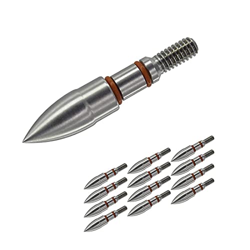 Wisdom Stainless Steel Archery Field Points 100 Grains Easy Pull Various Od 9/32 Inch 7.14Mm Screw In Archery Field Tips Bullet Point 100Grains #TOP20
