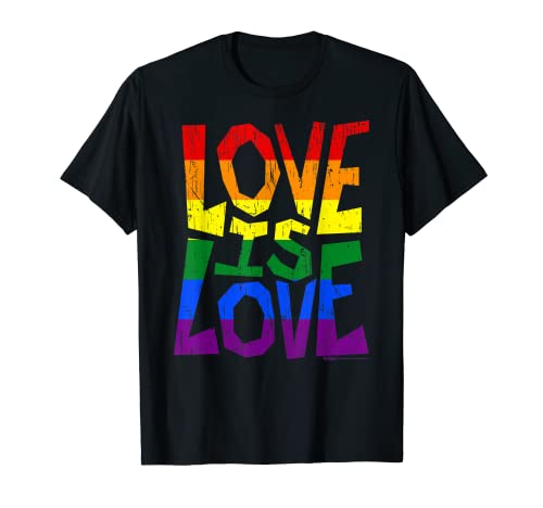Camiseta Vintage Love Is Love Gay Pride LGBT Rainbow Flag Camiseta