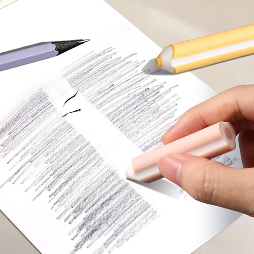 SimSign Bleistiftförmige Radiergummi, Staubfreie Radierer, Bunte Radiergummis mit Ergonomischem Dreieck-Design, Eraser, Radiergummi Schule, 10 Stück in 5 Farben