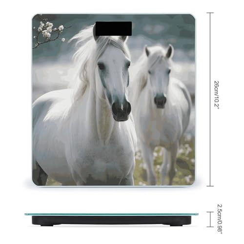 Báscula de baño digital de vidrio templado White Horses miniatura 2