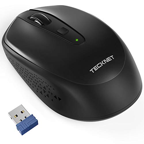 TeckNet Omni Small Portable 2.4G Wireless Optical Mouse with USB Nano Receiver for Laptop Computer, 18 Month Battery Life, 3 Adjustable DPI Levels: 2000/1500/1000 DPI (Deep Black)