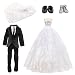 Imagen de Miunana 2 Ropas + 2 PCS Zapatos: Ropa Negro para Muñeca de 12 Pulgadas Ninos + Vestido De Novia De La Novia para Doll Girl Muñeca + Zapatos