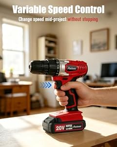 AVID POWER 20V Cordless Drill Set for Home DIY & Beginner Projects - Lightweight Power Drill with Battery Charger & 22 Bits, Variable Speed, 3/8" Keyless Chuck, Ideal for Furniture Assembly (Red) — photo 4 of 6