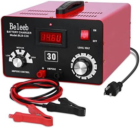 Beleeb Adjustable Battery Charger 12V 24V 36V 48V 60V 72V Smart LCD Display Pulse Repair Desulfator Cable Clamps Automotive Maintainer for Golf Cart Mower Boats, PWCs Truck RV ATV SUV
