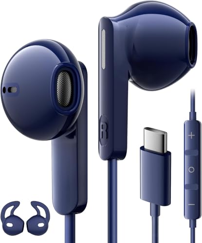 USB C Headphones for Samsung Galaxy S25 S24 S23 Ultra S22 A56 A55 A54 A35 A16 USB C Earphones with Mic Wired Earbuds USB Type C Earphones for iPhone 16 15 Pro Max Plus iPad Pro Air 5 Mini 6 Pixel 9 8