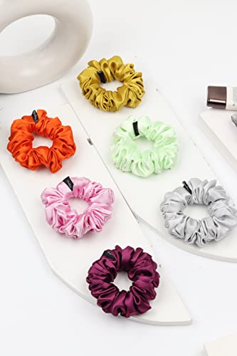Image of Premium Satin Scrunchies for Women | Hair Bands, Ponytail Holders & Rubber Bands | Fluffy, No-Damage Hair Ties | Girls Hair Accessories | Medium Size | Pack of 9