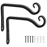 Gtongoko 2 Pack 6 Inch Plant Hangers Outdoor Metal, Plant Hooks for Wall Indoor, Outdoor Hooks for Hanging Bird Feeders, Plant Bracket, Lanterns, Wind Chinme, Black