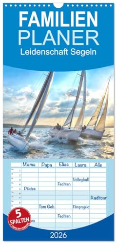 Familienplaner 2026 - Leidenschaft Segeln mit 5 Spalten (Wandkalender, 21 cm x 45 cm), CALVENDO...