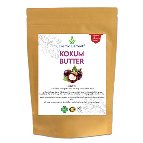 Kokum Butter - Light, Firm Butter, Use to Make Soap, Lotion Bars, Lip Balm, Body Butter - Scent-Free - by Cosmic Element (4 Oz)