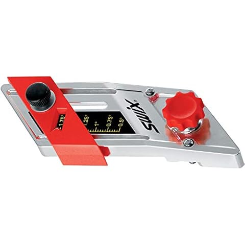 Swix Adjustable Aluminum Base Edge File Guide (0.5-2 Degrees) for Skis and Snowboards, Red/Silver Cover