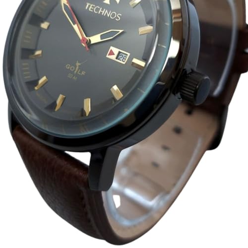 Relógio Technos, Pulseira de Couro, Masculino, Grafite