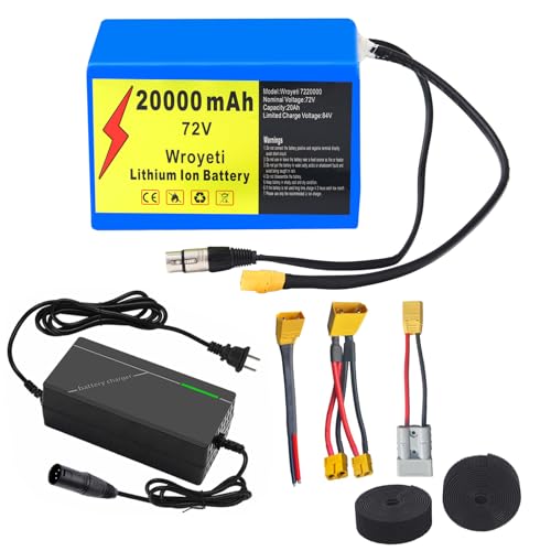 72V 20Ah 60A BMS Lithium Ion Battery,72V Electric Bike Battery with XT90...