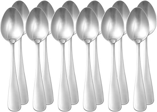 Juego completo de 12 cucharas de acero inoxidable, ideal para uso diario en casa o en la restauración, con diseño duradero