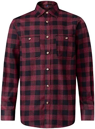 J.VER Flanellhemd Herren Holzfällerhemd Regular Fit Kariertes Hemd Langarm | Karohemd, Flannel, Arbeitshemd, Baumwolle, Freizeithemd, Casual, Plaid, für Holzfäller Baumfäller Männe