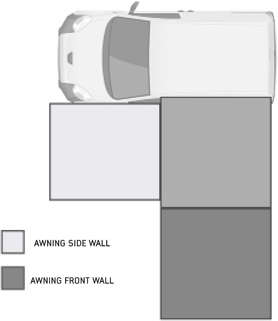 Overland Vehicle Systems HD Nomadic 6.5’ Awning Side Shade Wall - 280G Poly Cotton Rip Stop Grey Body, Green Trim - Velcro Attachment - Included Storage Bag