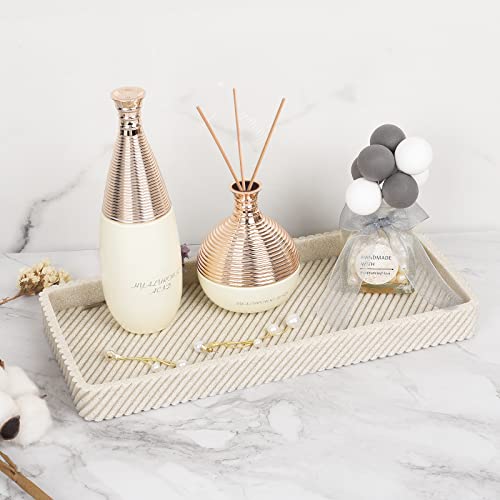 Bathroom Accessories Set 4Pcs-Lotion Soap Dispenser,Toothbrush Holder,Qtip Holder Dispenser,Vanity Tray For Decor Bathroom Countertop,Vanity Organizer-Beige #TOP3