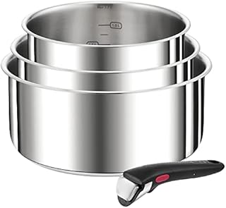 Tefal L898S4 Ingenio Preference 4-częściowy zestaw garnków | można układać w stos | zajmuje mało miejsca | wysokiej jakości stal nierdzewna | nadaje się do płyt indukcyjnych | srebrne