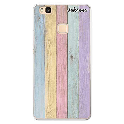 dakanna Custodia per Huawei P9 Lite | Legno Vari Colori | Cover in Gel di Silicone TPU Morbido di Alta qualità Trasparente