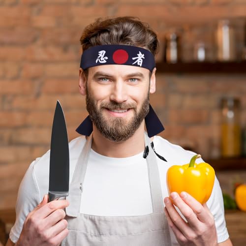 Diadema japonesa ninja ULTECHNOVO ajustable de 2 piezas para chef y karate 6