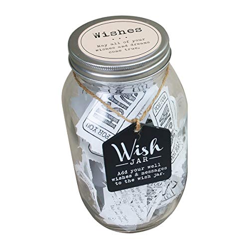 TOP SHELF Everyday Wish Jar Kit with 100 Tickets, Pen, and Decorative Lid, Clear