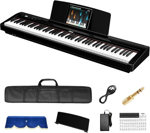 Image of TERENCE P50 88 Key Weighted Keyboard,Digital 88 Key Piano Keyboard with 2 * 25W Stereo Speakers,Bluetooth,MIDI,Pedal,Audio /Video Recording,Full Size for Beginners and Advances