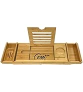 Cosset - The Perfect Bath Caddy - Expandable Bamboo Bathtub Tray with Soap Dish, Phone Holder, Bo...