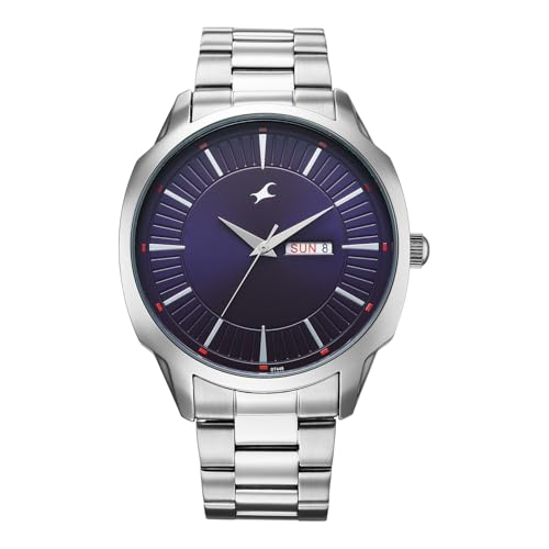 Fastrack Stunners XI with Quartz Analog Dark Purple Dial Silver Stainless Steel Strap Watch for Men - 38213SM02