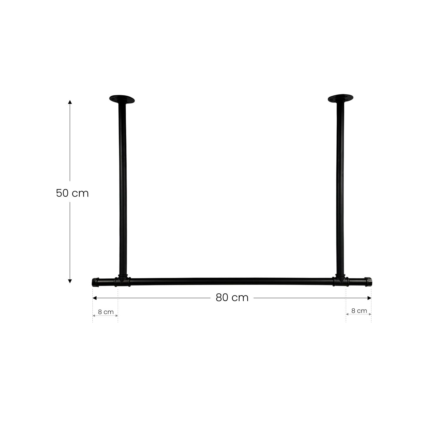Kleiderstange Garderobe Industrial Design für Decke Garderobenstange | Breite 80 cm x Höhe 50 cm | Deckenmontage | Ankleidezimmer | Schlafzimmer | Flur | begehbarer Kleiderschrank