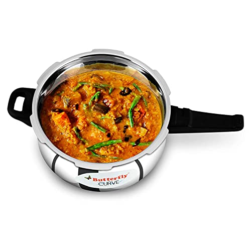 Image of Butterfly Stainless Steel 5.5-Liter Curve Pressure Cooker, Large, Silver (Single Pack)