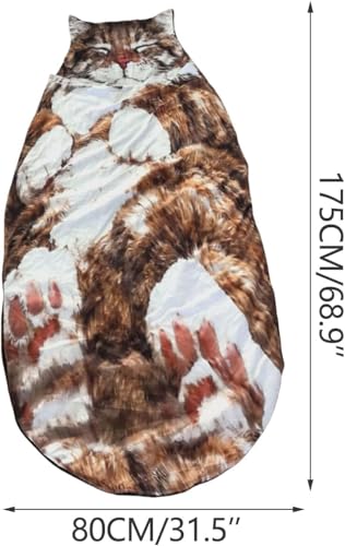 Dreaming Arts Bolsa de Dormir para Adultos con Diseño de Gato, Suave y Acogedora, Tamaño 68.9 x 31.5 pulgadas, Lavable y Cálida miniatura 7