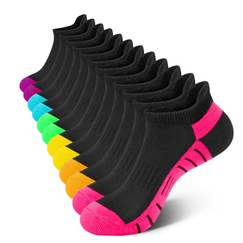 Rehelu Womens Ankle Socks Athletic Cushioned Running Low Cut Socks with Tab 6 Pairs Multicolor1