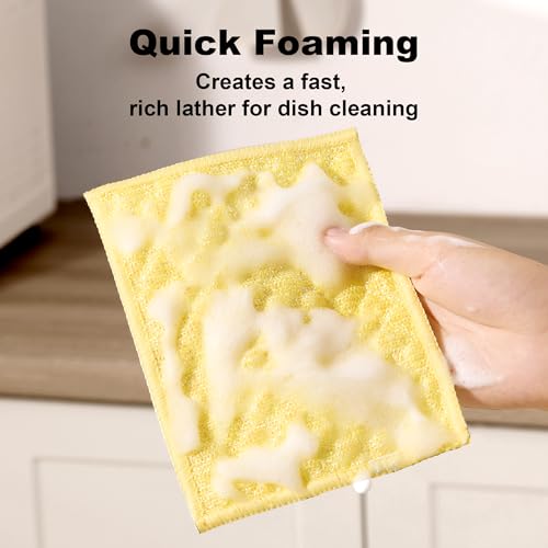 Image of JOYMOOP Bubble Mesh Microfiber Cleaning Cloth, Reusable Non-Scratch Cleaning Rags, Dual-Sided Dish Cloths, Multipurpose Dish Rags for Dishwashing, Kitchen, Stainless Steel-6 Packs, Yellow