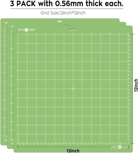 Image of HTVRONT Standard Stickness Cutting Mat, 12x12, 3 Pack, for Quitling | Compatible with Cricut Maker 3 /Maker 4 /Maker /Explore 3 /4 /5 /Air 2 /One, Standard Adhesive Sticky, Quilting Cutting Mats