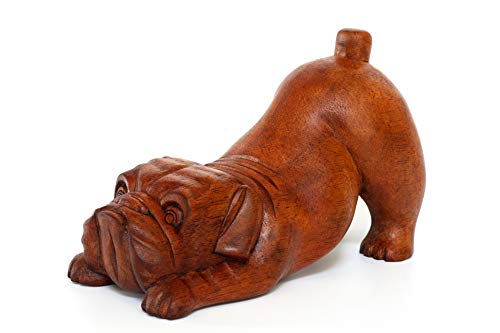 Estatua Decorativa Bulldog en Madera Tallada a Mano miniatura 3