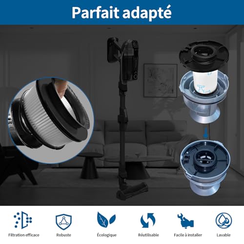 Filtres Lavables pour Rowenta X-Force Flex Équivalent ZR009007 - 6