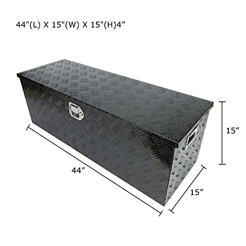 Tyfyb 44 X15 X15 Inch Black Aluminum Heavy Duty Pick-Up Truck Bed 5 Bar Tread Tool Box Trailer Storage Tool Box With Lock & Keys (44"X15"X15") #TOP1