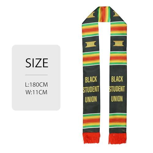 Black Student Union Scarf African American Graduation Stole Scarf with Red Tassels3
