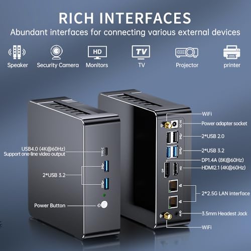 Image of Thdeukoty Mini PC i9-12900H 14C /20T, 64G DDR5 RAM 2T SSD, Mini Desktop Computer Windows 11 Pro (TPM2.0), DP /HDMI /Type-C Triple Display, WiFi 6E Bluetooth5.3 for Home /Business
